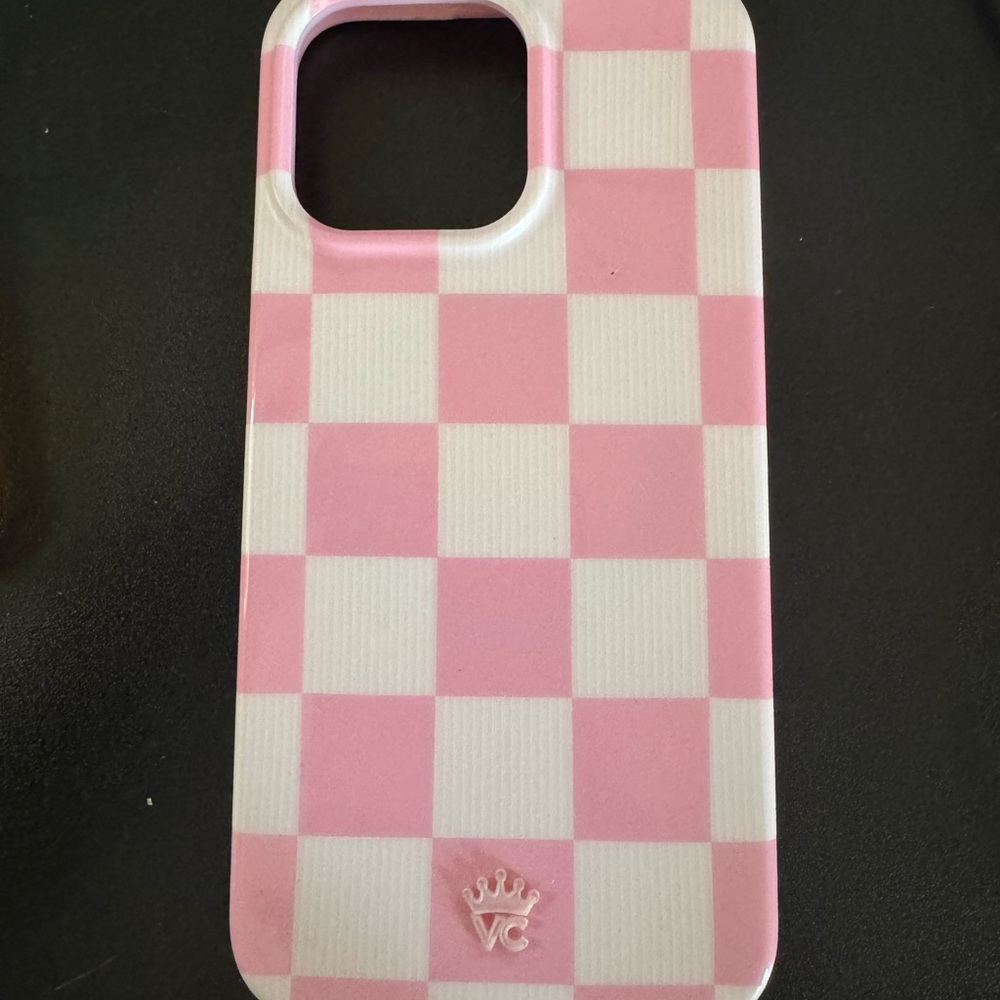Pink and White Checkered Smartphone Case with Camera Cutout